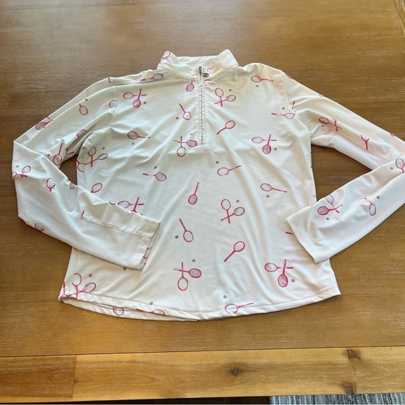 Tops - SanSoleil White and Pink Tennis Top, Vented sleeves, UPF 50 size M